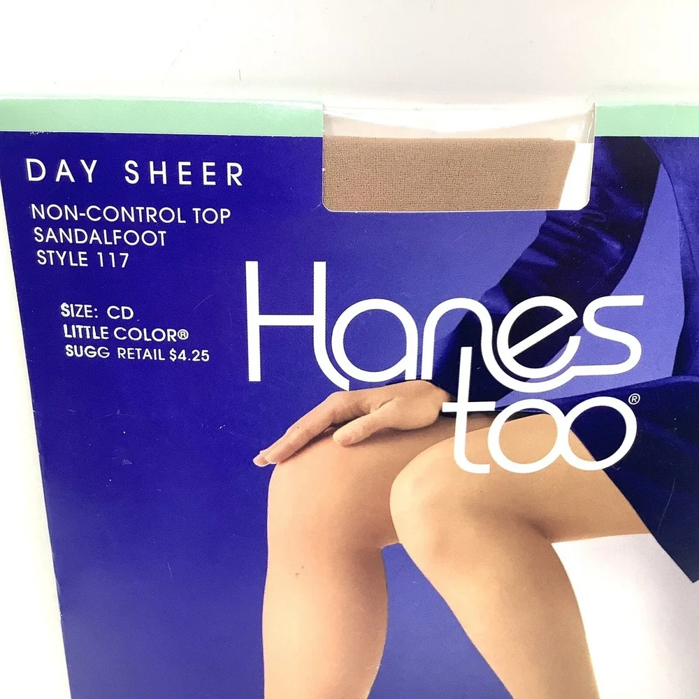 Hanes Too Day Sheer Pantyhose Size CD Non Control Top‎ Sandalfoot Style 117 USA